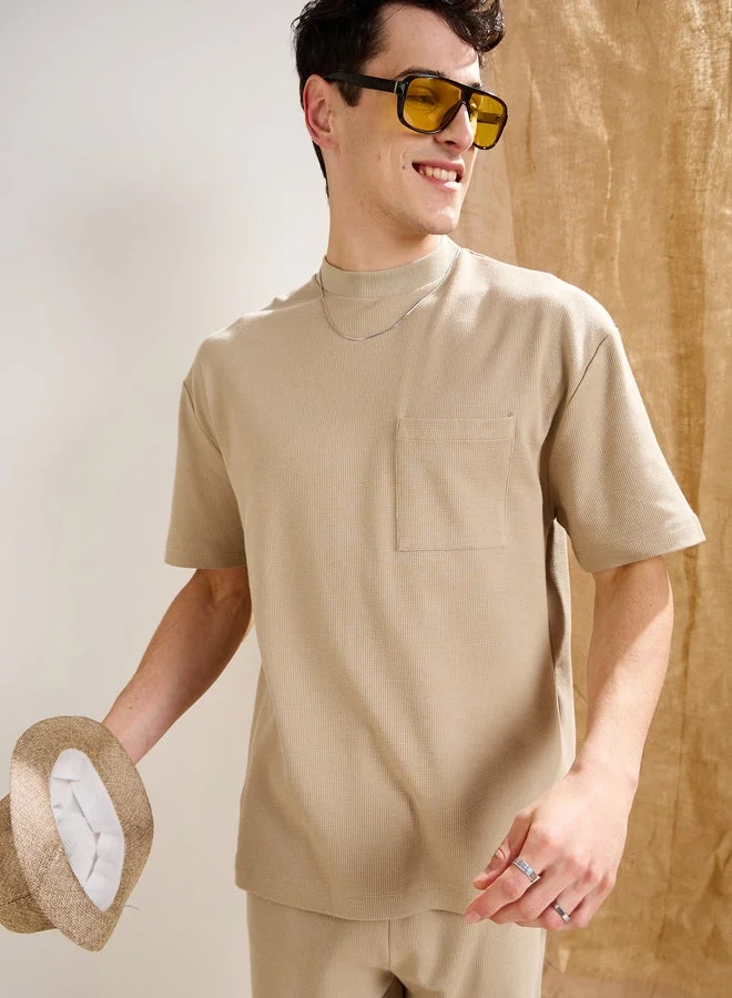 Mascln Sassafras Men Waffle Front Pocket Oversized T-Shirt